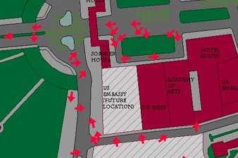 Architectural map of Pariser Platz, Berlin with directional photograph indicators